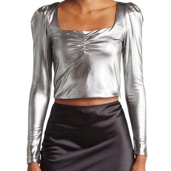 New ~ RONNY KOBO ~  Metallic Selina Crop Top~sz L ~ STUNNING SWIFTIE - Picture 1 of 9